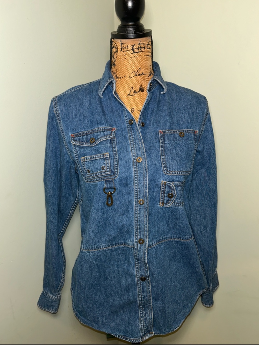Ralph Lauren Jeans Co Snap Button Down Denim Utility Shacket Shirt 4 - Picture 1 of 14